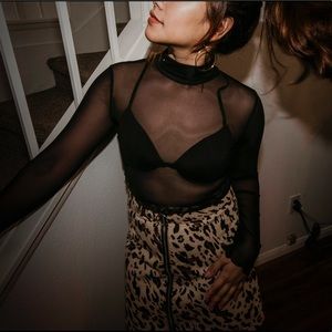 Black Sheer Mesh Crop Top